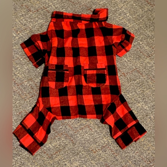 Fabdog 12 S Red Black Buffalo Check Plaid Cotton Fleece Dog Pajamas PJs NEW NWOT - Picture 4 of 10